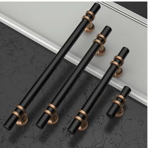 Asidrama 10 / 7” hole center Champagne Bronze / Matte Black Cabinet Pull Handle
